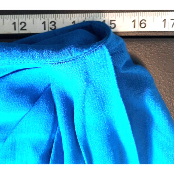 Vtg Back Button Ruched Side Pencil Skirt 2 Pc Suit Sz 10 Turquoise Office Siren - Picture 16 of 16